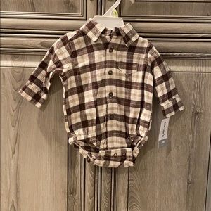 Infant button down flannel onesie-3M